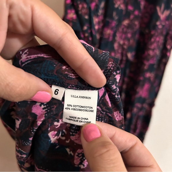 Ulla Johnson Amora Tie Back Floral Ruffle Midi Dress 6 - Picture 9 of 16